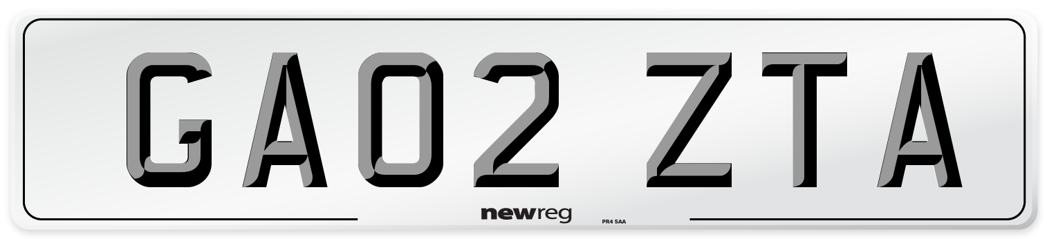 GA02 ZTA Number Plate from New Reg